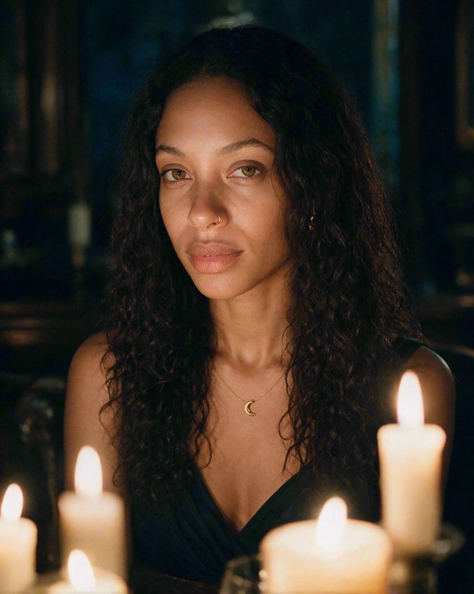 The Enchantress, seated by candlelight